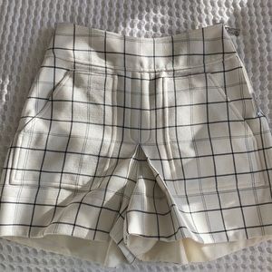 Tibi Ivory Window Pane Shorts